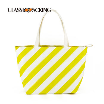 Yellow Stripe Sustainable Shopping Bags Bulk