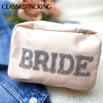 Trendy Letter Embroidery Nylon Toiletry Bag 