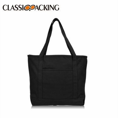Solid Color Cotton Canvas Wholesale Tote Bag in Black 