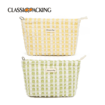 Checkered Toiletry Bag For Ladies
