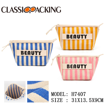 Striped Eco-friendly Canvas Toiletry Bag Wholesale